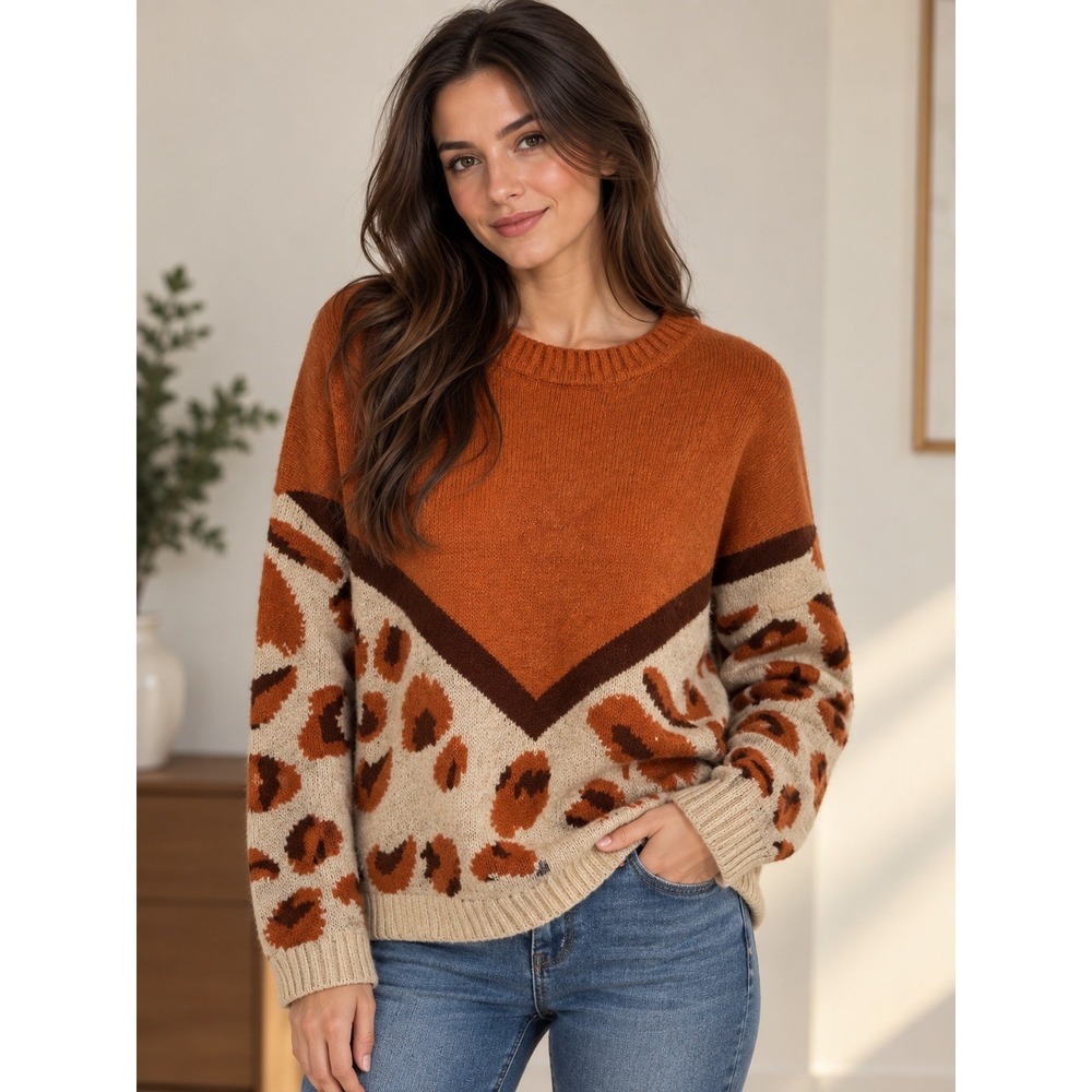 EASEL Los Angeles Women's Knit Crew Neck Long Sleeve Pullover Sweater S